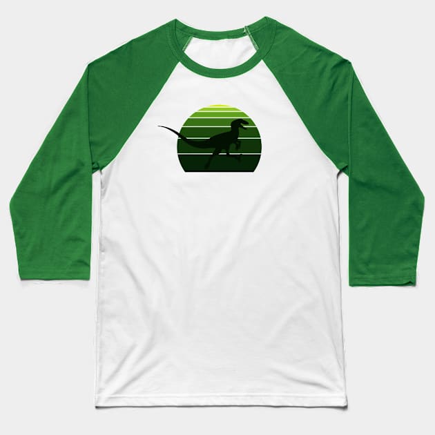 Raptor Retro 80's Design Green The Isle Baseball T-Shirt by FalconArt